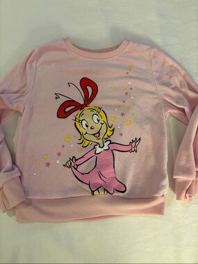 Dr. Seuss The Grinch Pink Kids' Fleece Top with Lime Green Logo